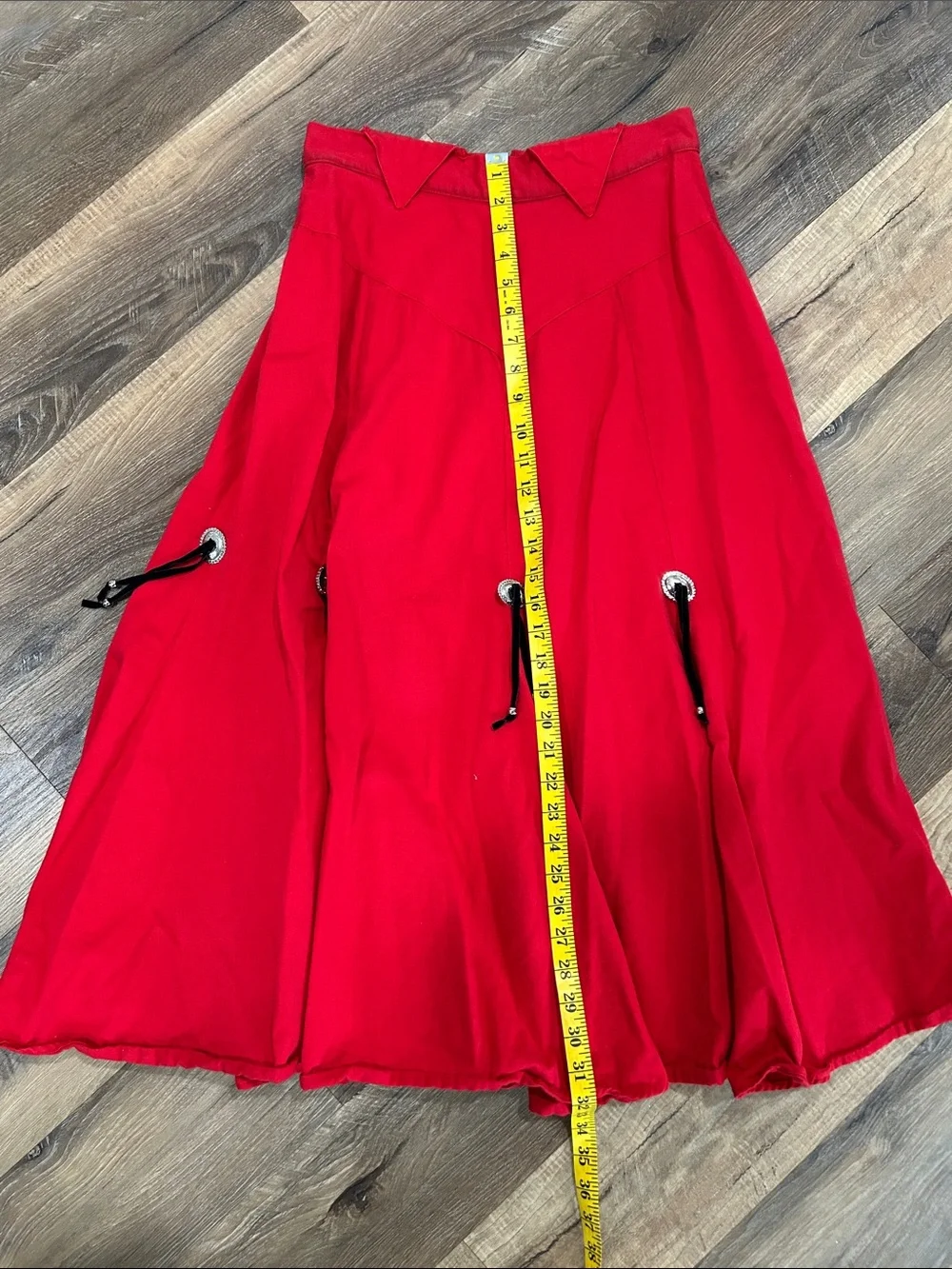 Vintage Circle T by Marilyn Lenox Red Concho Western Rodeo Skirt Womens 13/14 - Picture 14 of 14